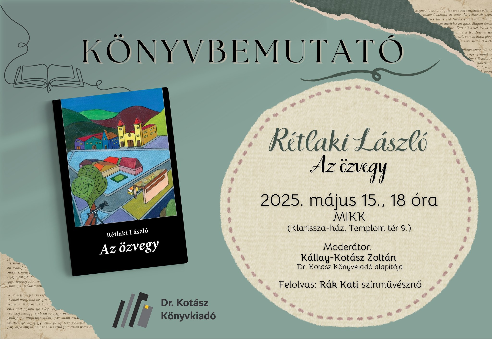 Könyvbemutató: Rétlaki László – Az özvegy